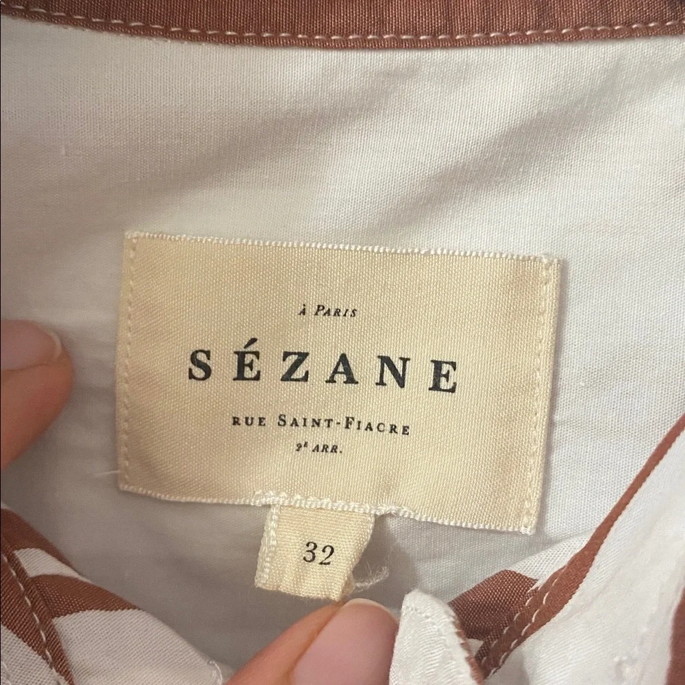 Bilma Shirt by Sézane in the "Camel Stripes" Colorway Size 32 About Medium - Picture 12 of 16
